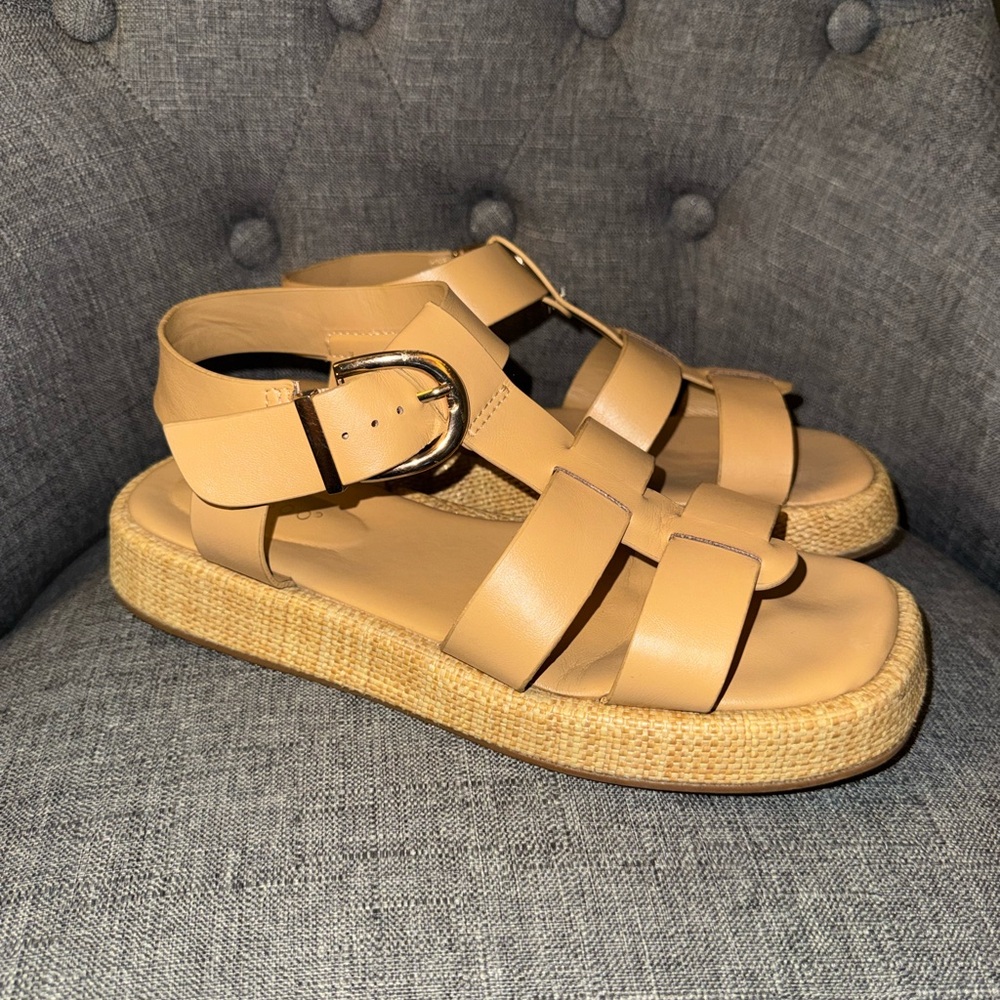 Women’s Bamboo Fishermen Sandals, Tan, Size 7.5